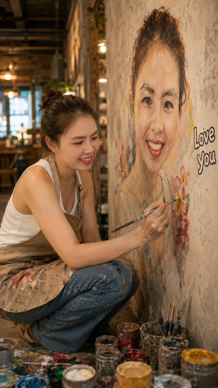 Tạo hình cô gái vẽ tranh